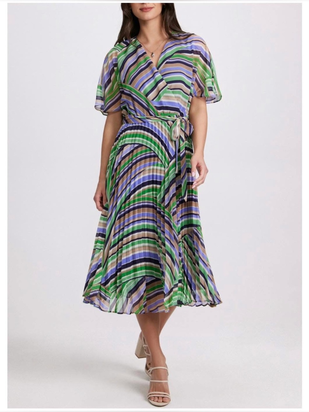 Sandra Darren Faux-Wrap Midi Dress Size 8